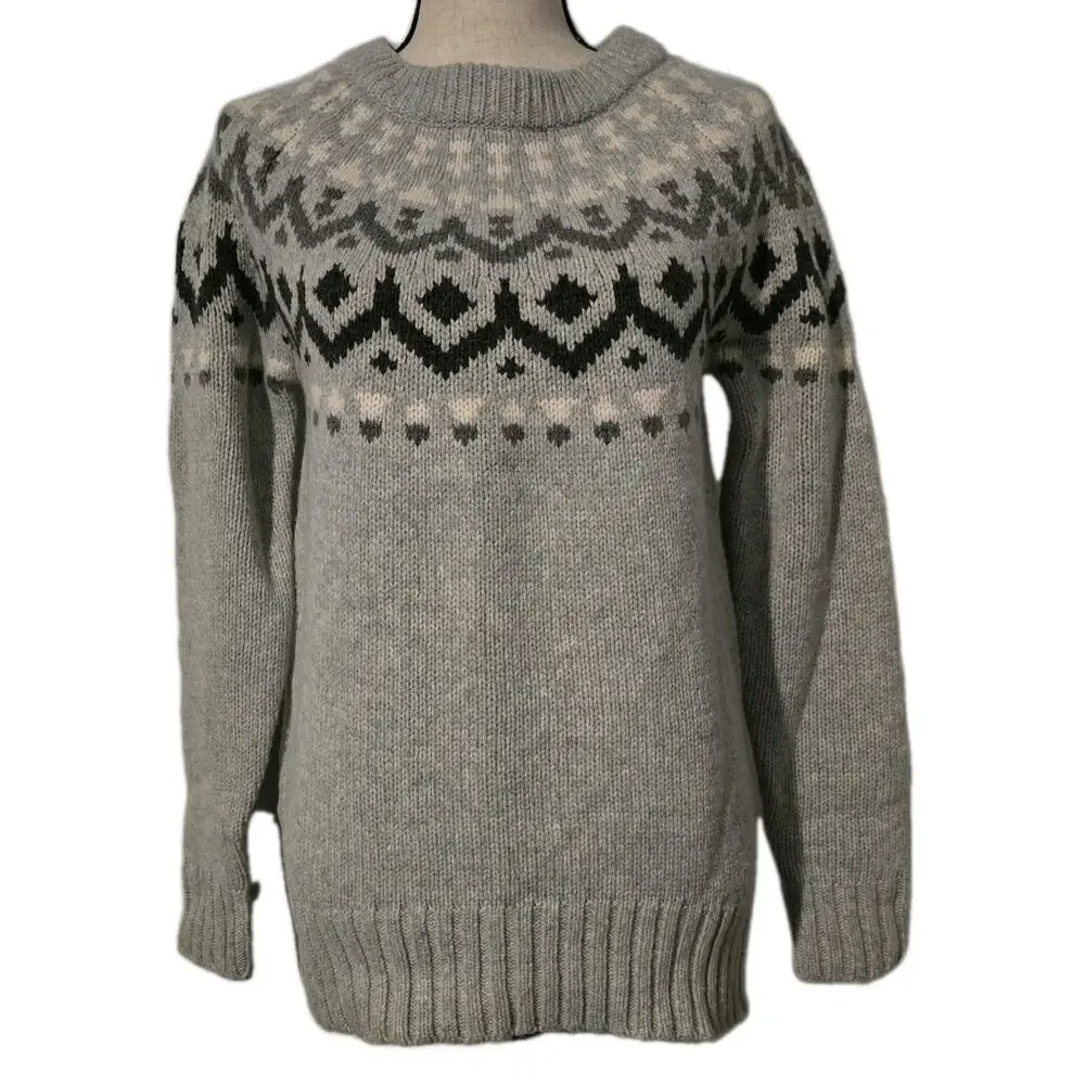 WOMEN'S J.CREW WOOL BLEND FAIR ISLE NORDIC SWEATER PULLOVER SZ SMALL